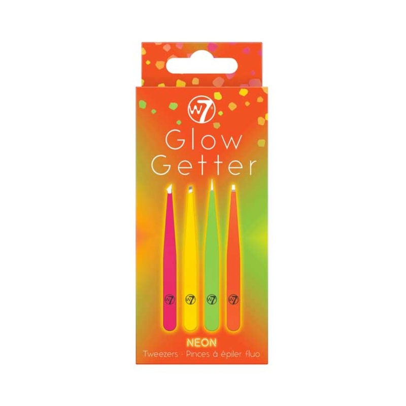 W7 Glow Getter Neon 4 Piece Tweezer Set