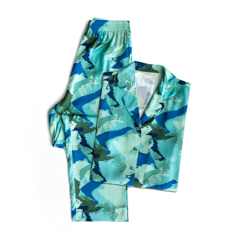 Abstract Print Satin Button-Down PJ Extra Large (20-22)