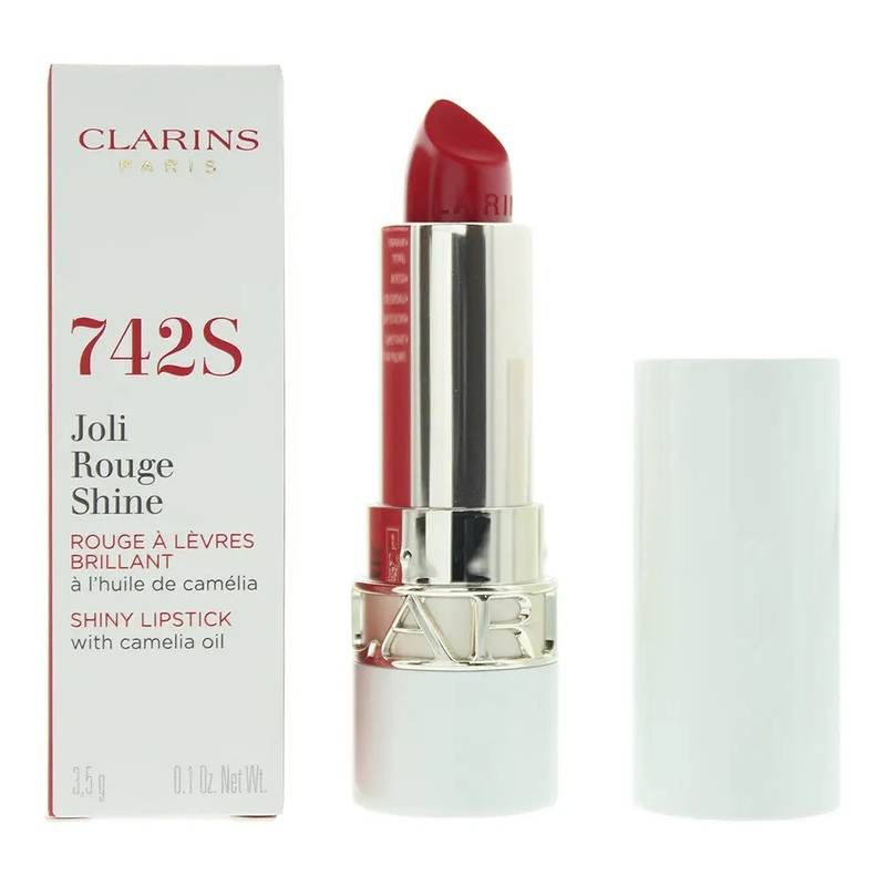 Clarins Joli Rouge Shine 742S Pretty Red Lipstick 4g