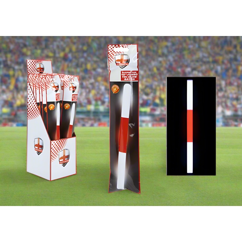 World Cup 2026 England Jumbo Glow Stick  25cm x 1.5cm  Red & White  Free UK Delivery x1