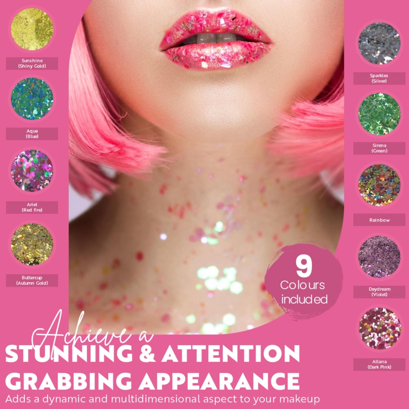 Glamza Chunky Glitter Fixing Spray 100ml with Glitter Option Fixing Spray