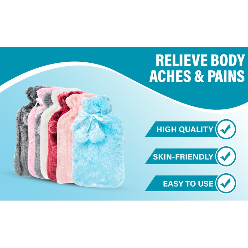 Generise 2L Hot Water Bottle with Plush Cover  Extra Warm & Safe  Free UK Delivery Random