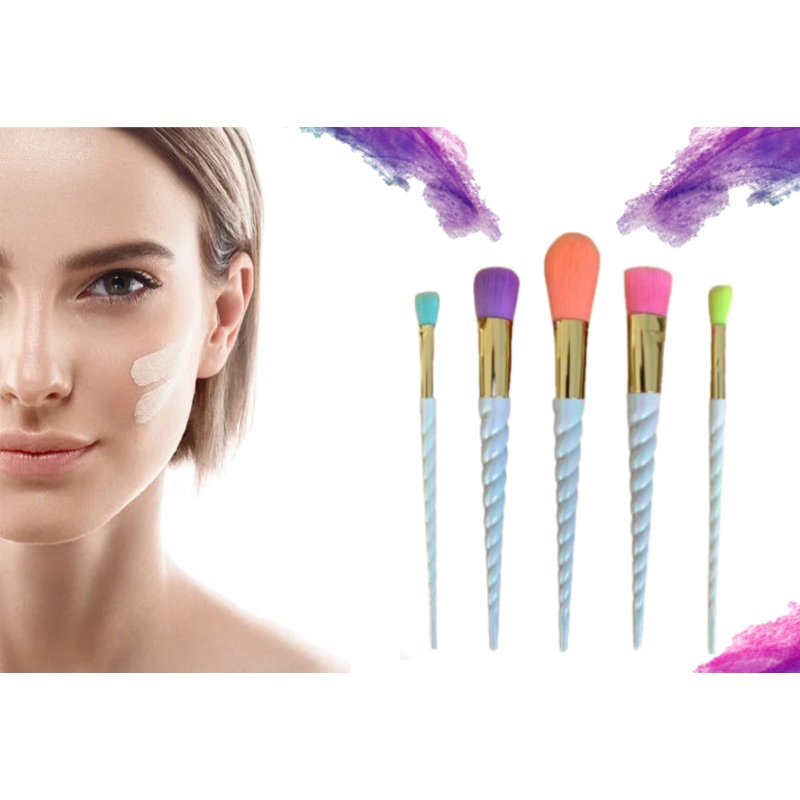 5pc Unicorn Swirl Makeup Brush Set  Perfect for Makeup Enthusiasts