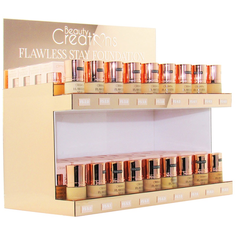 Beauty Creations Flawless Foundations Mixed In 18 Colors – Wholesale Display 108 Units + 18 Tester (FS18-B)