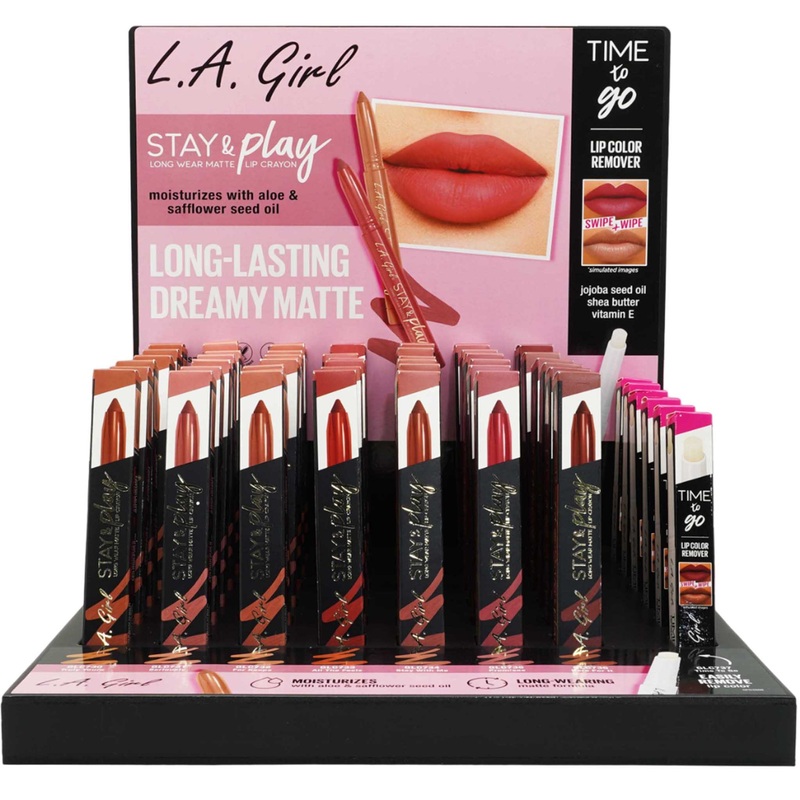 L.A. Girl Stay & Play Matte Lip Crayon – Wholesale Display 48 Units (GPD486)