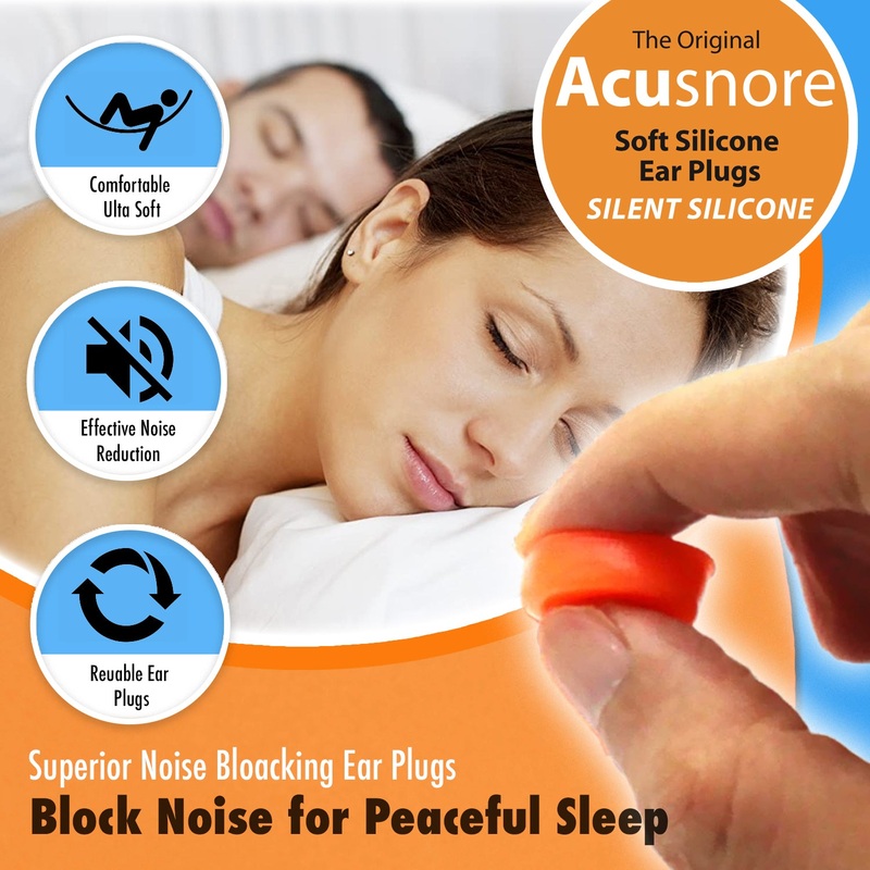 The Acusnore Soft Silicone Ear Plugs for Better Sleep – 6 Pack