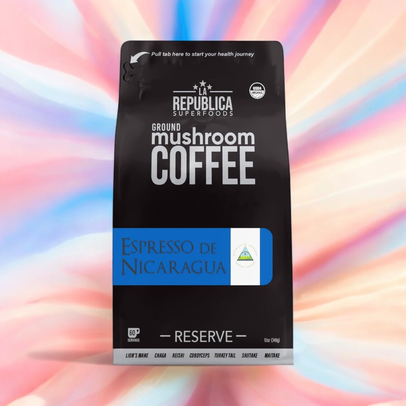 Espresso De Nicaragua Ground RESERVE Mushroom Coffee – La Republica
