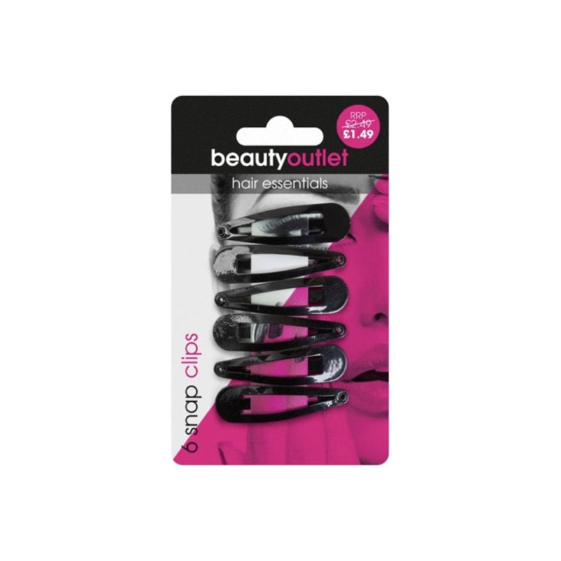 Beauty Outlet 6 Snap Clips Black BEAU147
