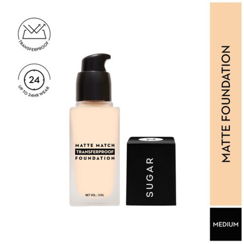 SUGAR Matte Match Transferproof Foundation – 37 Freddo (Medium Beige – Golden Peach Undertone)