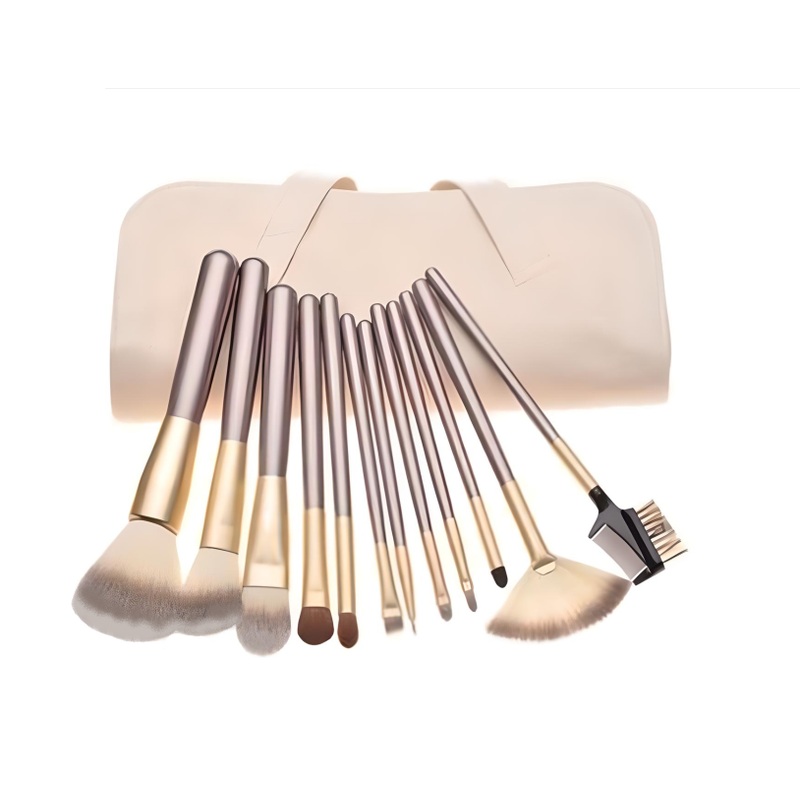 12pc Champagne Makeup Brush Set  Complete Makeup Tool Kit | Free UK Delivery