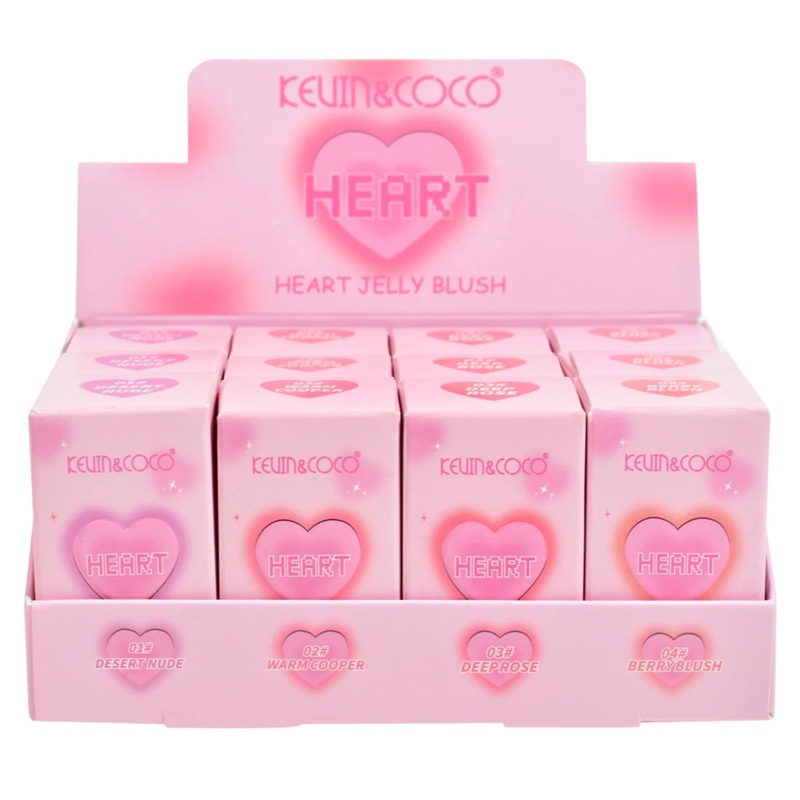Kevin & Coco Heart Jelly Blush – Wholesale Display 12 Units (KC247776)