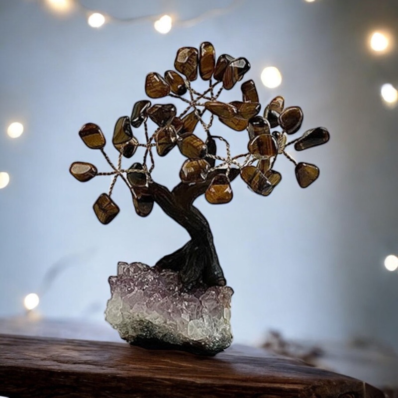 Tigers Eye Gemstone Tree 5″ – Handmade by Brazil Gems