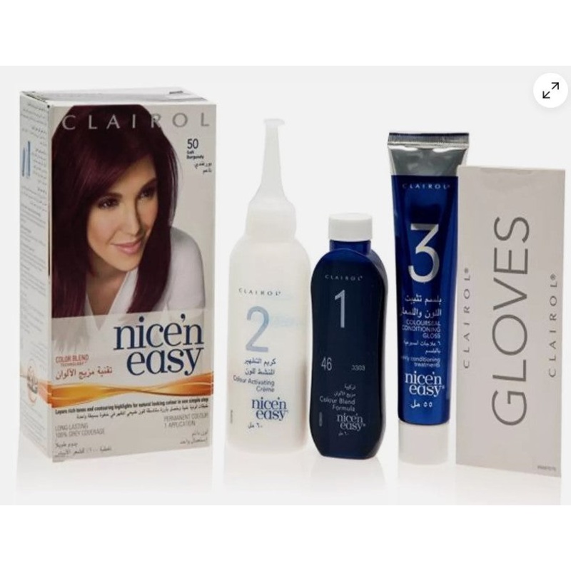 Clairol Nice’n Easy Hair Dye, Built in Colour Highlights Soft Burgundy 50