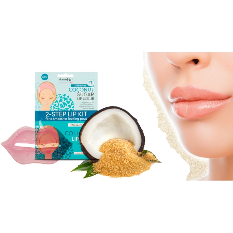 Derma V10 2-Step Lip Kit  Exfoliating Scrub & Hydrating Mask – Free UK Delivery x1