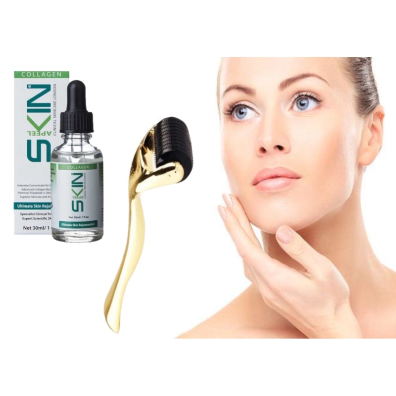 Gold & Black Titanium Derma Roller 0.5mm with Optional Skinapeel Collagen Serum – Free Postage Gold Derma Roller & Collagen Serum