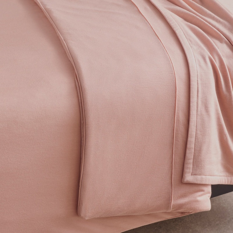 Merino Jersey Duvet Cover – Coral Peony – Super King