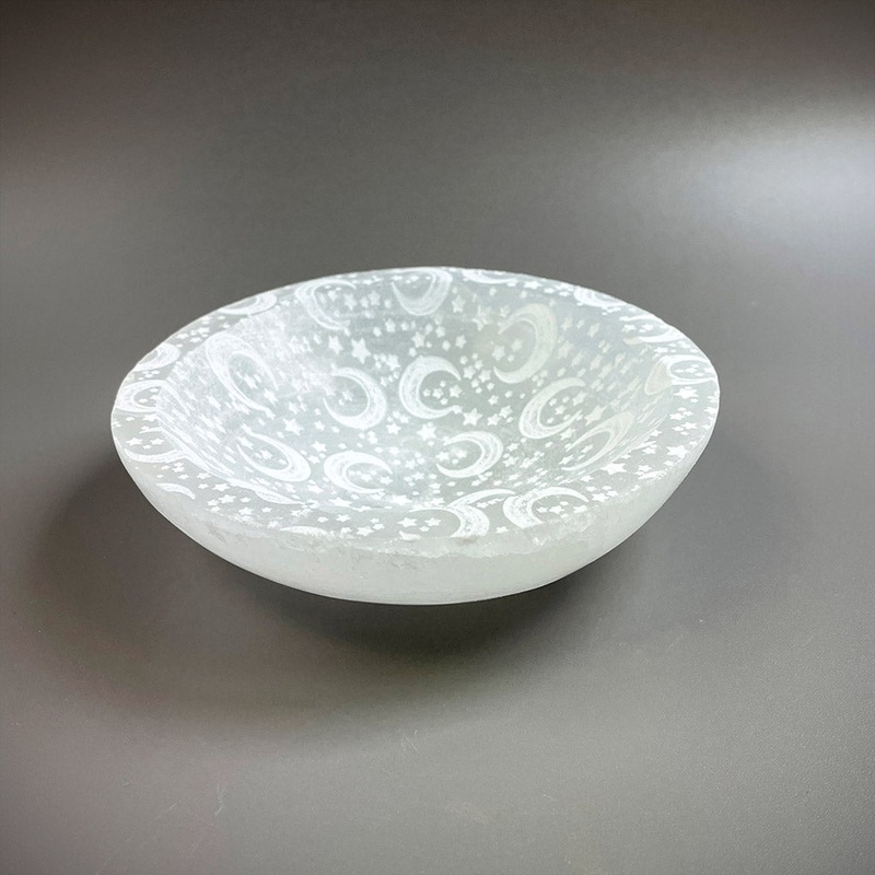 Selenite Offering Bowl – “Celestial Bodies” 8cms