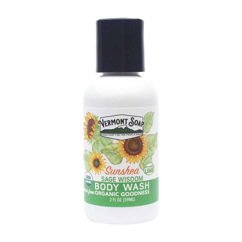 Sage Lime Wisdom Organic Body Wash – Vermont Soap 2oz / 59ml