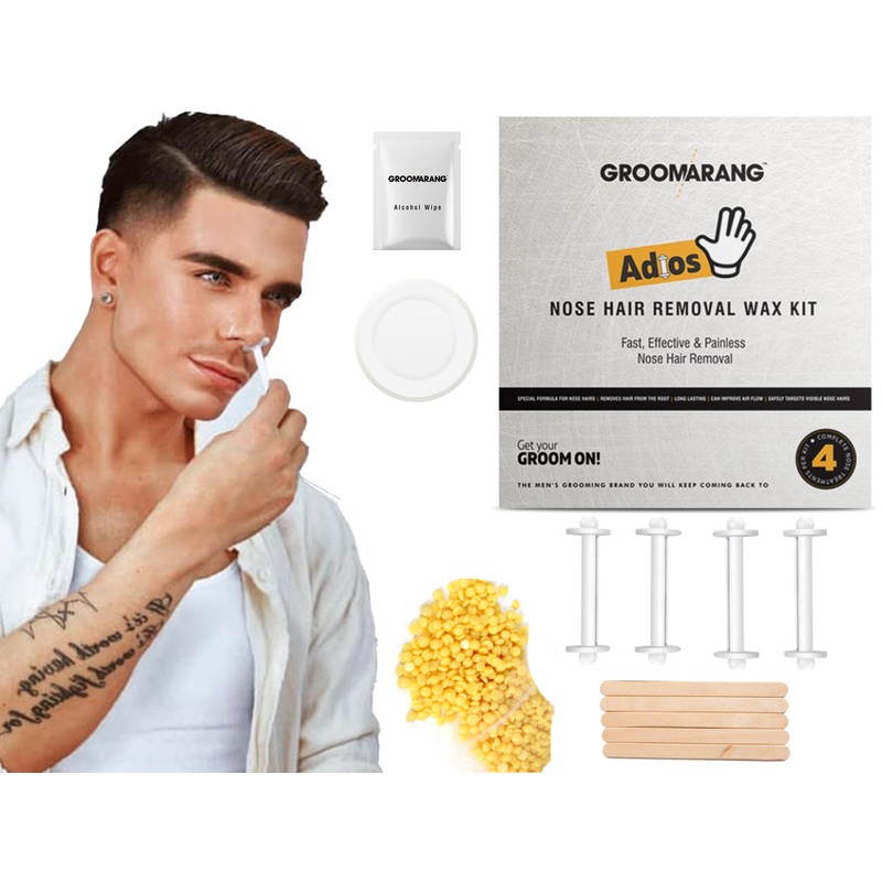 Groomarang Adios Nose Hair Removal Wax Kit & Optional Eyebrow Shaver Adios Nose Hair Removal Kit