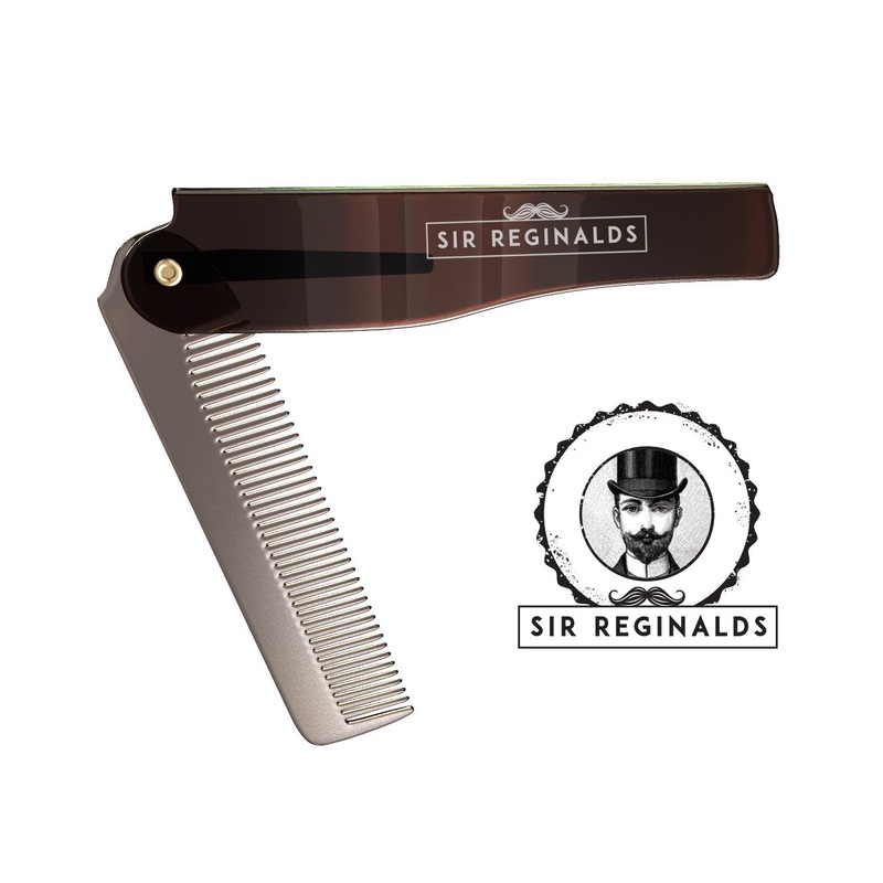 Sir Reginald’s Flip Moustache Comb  Compact, Durable Beard & Moustache Grooming Tool  Pocket-Sized Perfection