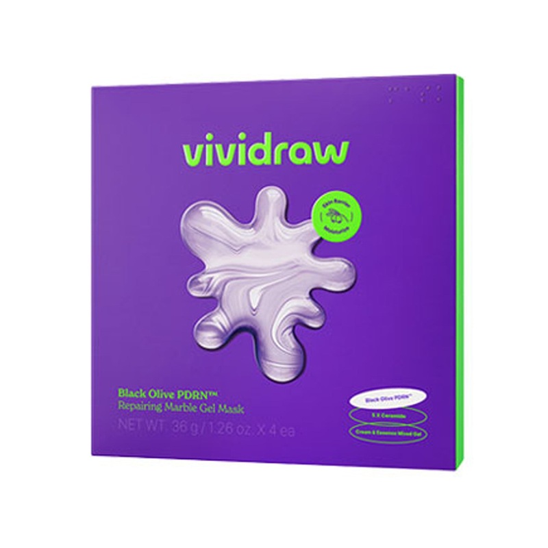 vividraw Black Olive PDRN Repairing Marble Gel Mask 4ea