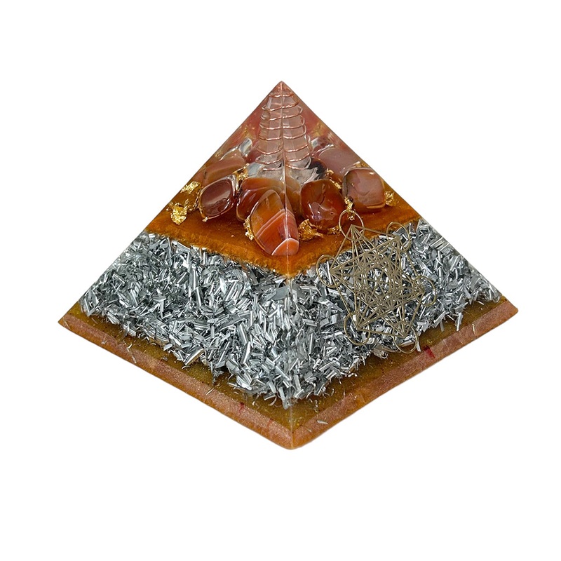 Orgonite Pyramid Metatron Large – With Orange Carnelian Sacral/hara Chakra Metatron