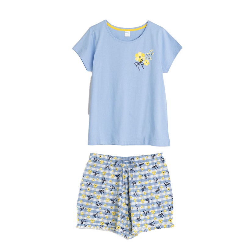 Floral Check Shortie PJs Small (8-10)