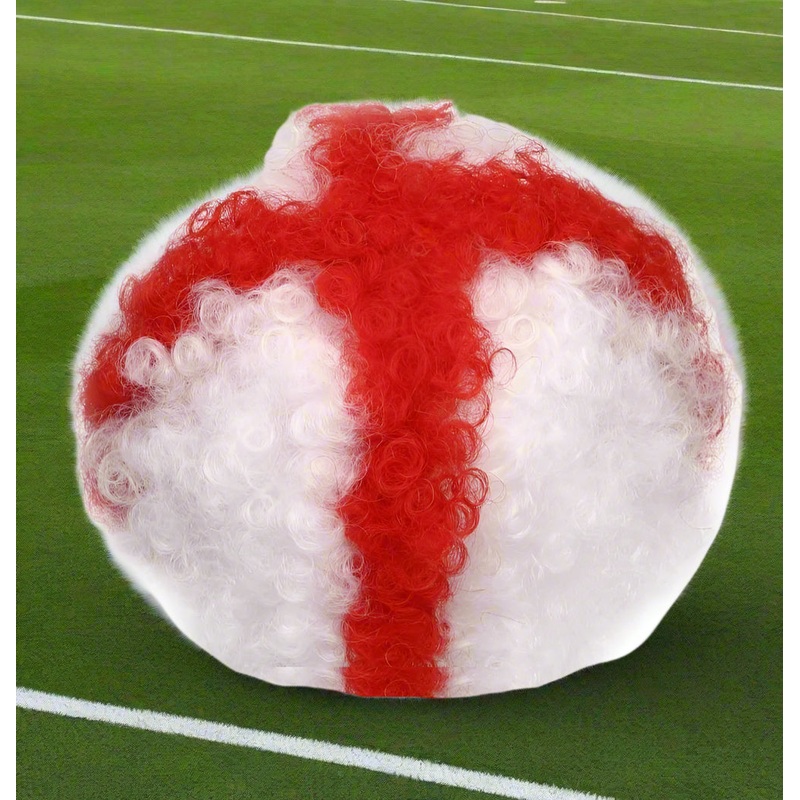 England Supporters Wig  World Cup 2026 Fan Fancy Dress  Red & White St Georges Cross  Free UK Delivery
