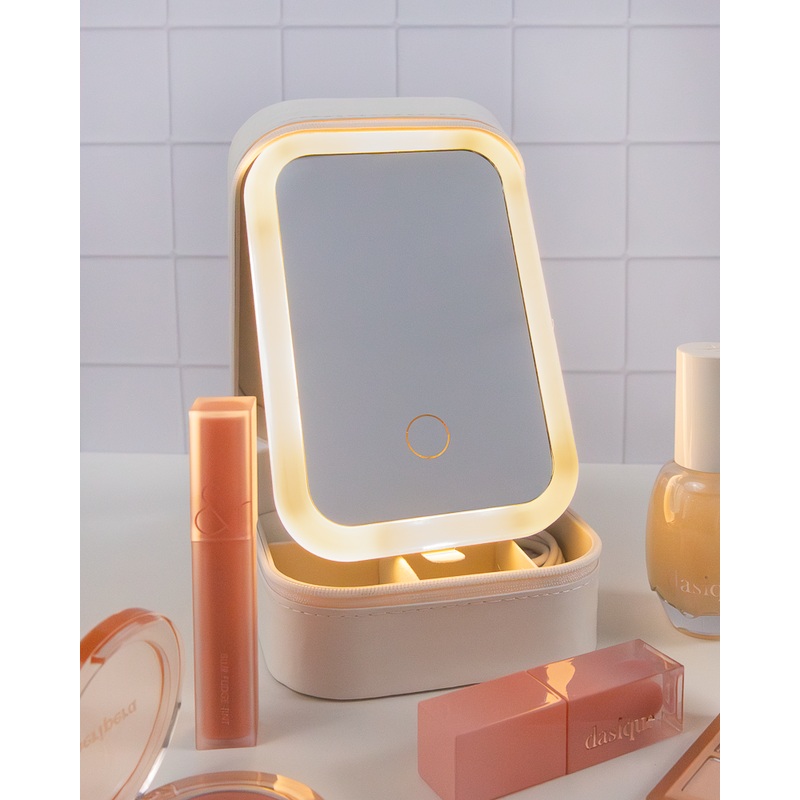 LED Mirror Makeup Foldable Box White