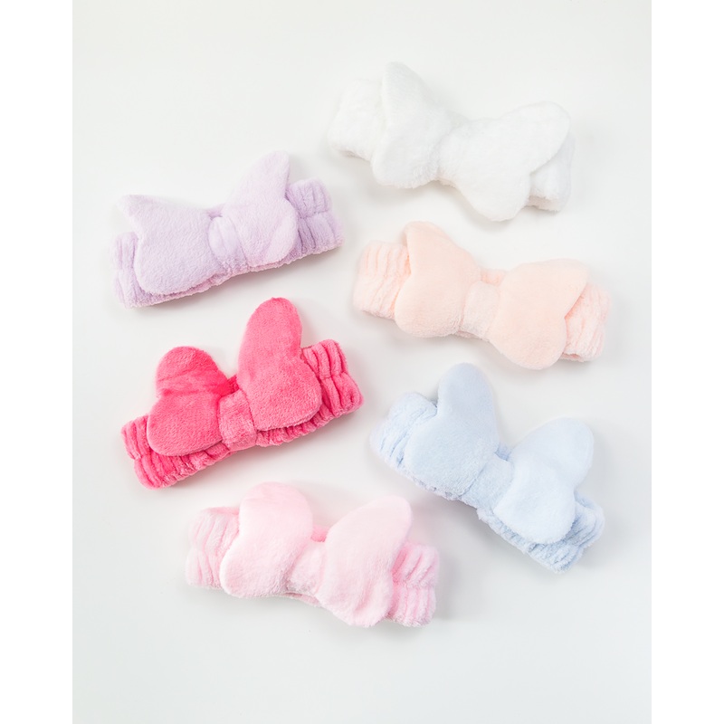 Soft Bow Face Wash Headband Blue