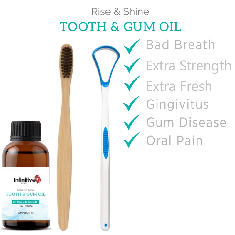 Oral Health Kit 3pc – Gum Oil, Tongue Scraper & Bamboo Toothbrush IB Gum Oil Bundle