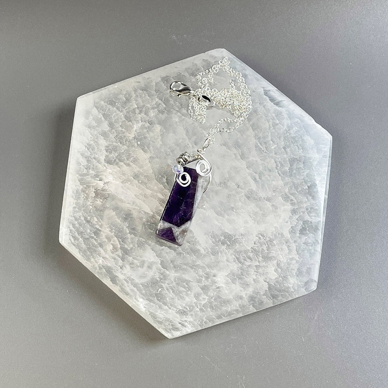 Dream Amethyst Floral Top Pendant – Handmade