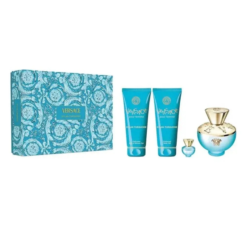 VERSACE DYLAN TURQUOISE SET: EDT SPRAY 100ML + BODY GEL 100ML + SG 100ML + EDP SPRAY 5ML