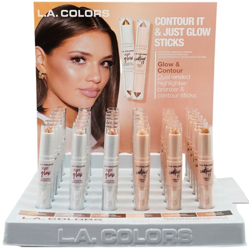 L.A. Colors Bronzer Contour Duo Stick Promo – Wholesale Display 36 Units (CPD527)