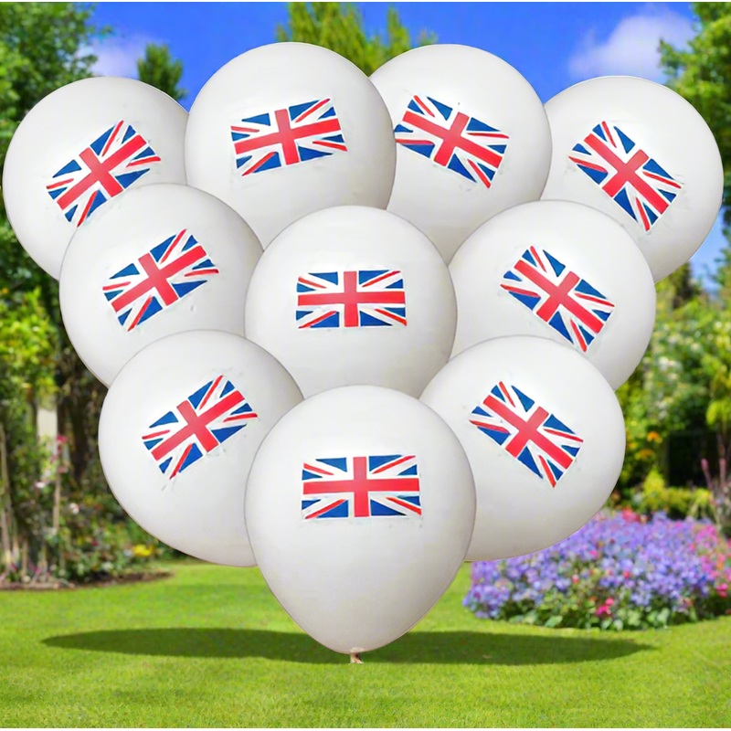 British Patriot – Union Jack White Balloon 10 Pack with Free Delivery