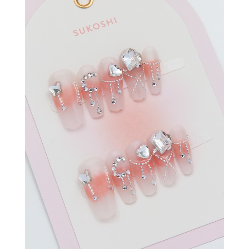 SUKOSHI Handmade Press-On Nails Coral Crush Extra Small