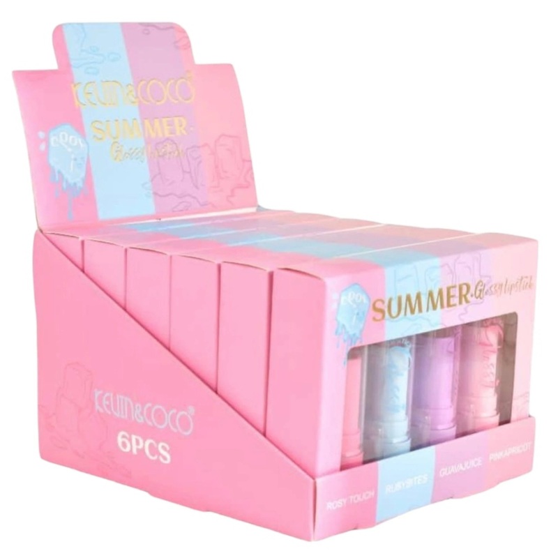 Kevin & Coco Summer Glossy Lipstick Set – Wholesale Display 6 Units (KC247868)