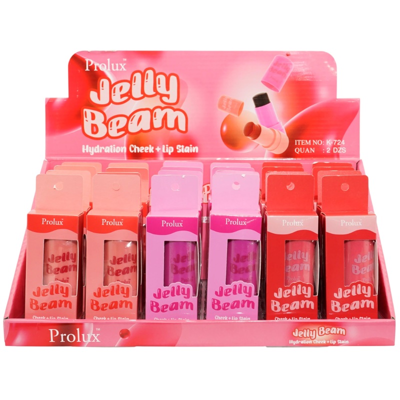 Prolux Jelly Beam Cheek + Lip Stain – Wholesale Display 24 Units (K-724)